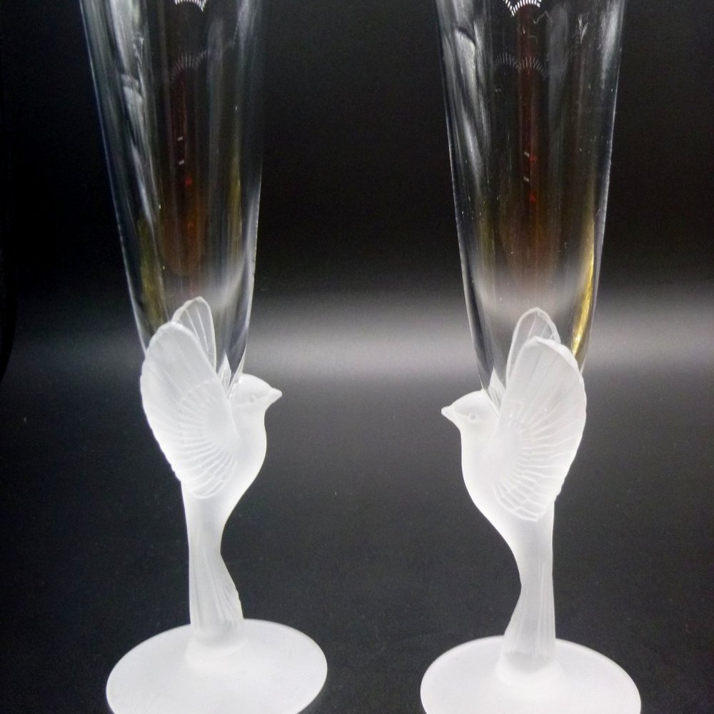 2 VALKYRIE winged Champagne Flutes